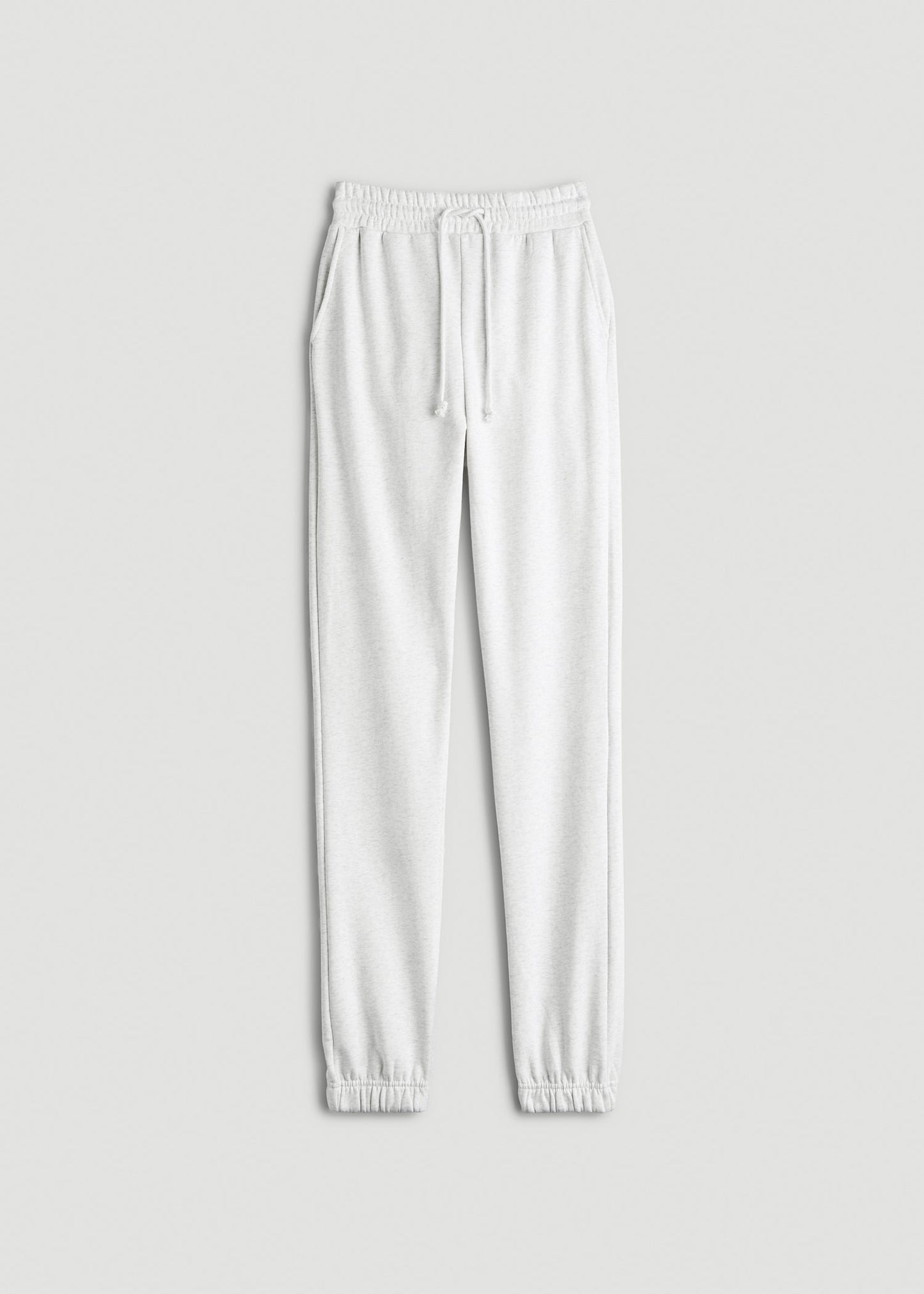 American Tall Women Wearever Fleece Slim Fit High-Waisted Garment Dye Sweatpants for Tall Women in Heather Cloud White