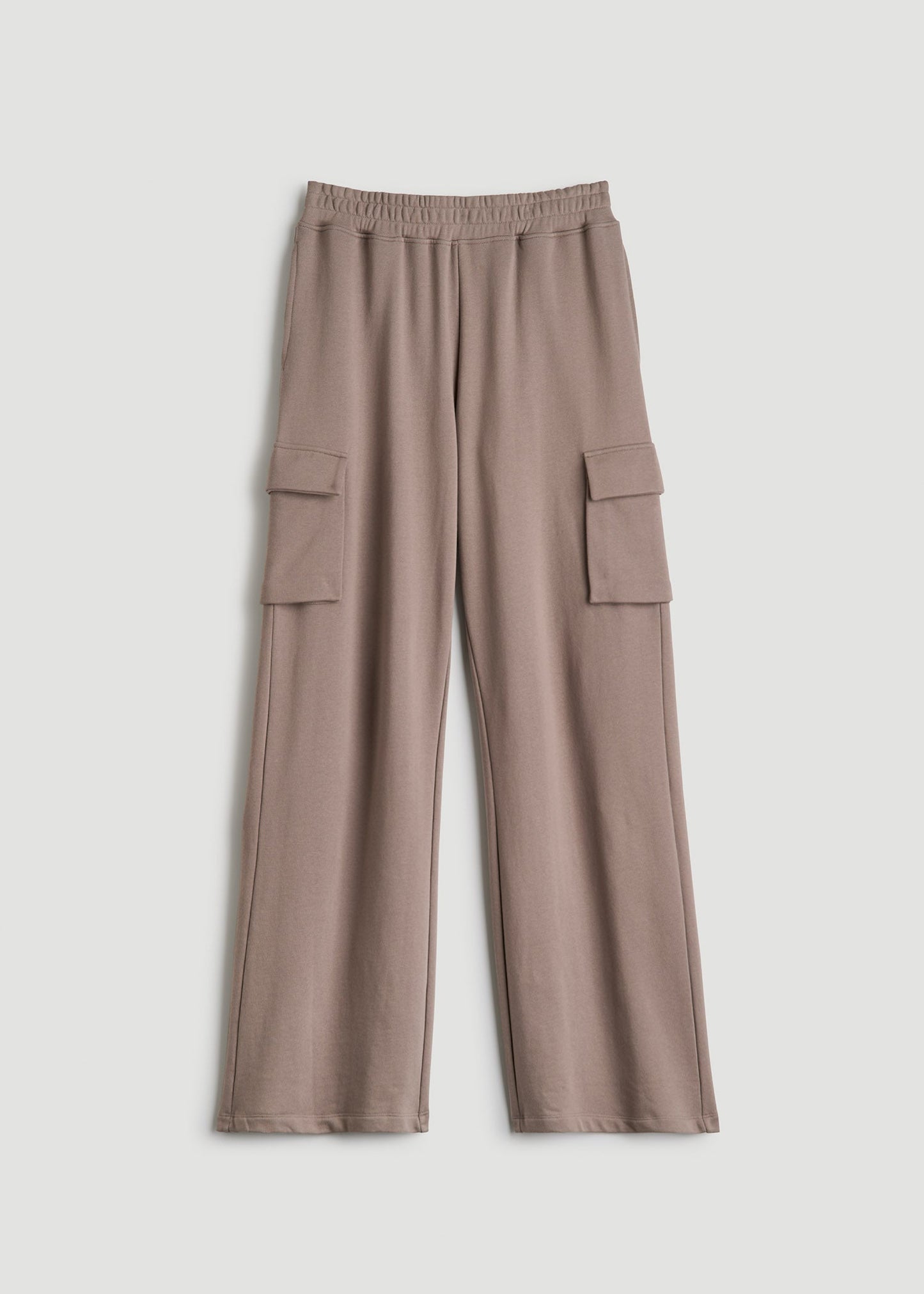 American Tall Women|Men French Terry Wide Leg Cargo Sweatpants for Tall Women in Portobello