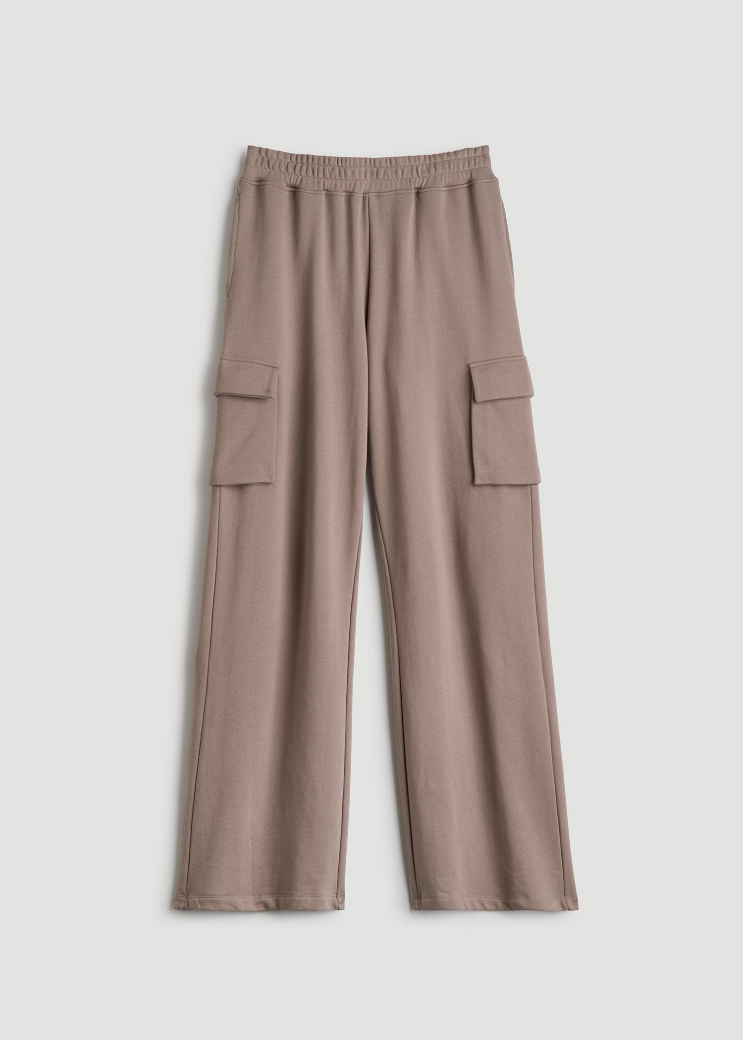 American Tall Women|Men French Terry Wide Leg Cargo Sweatpants for Tall Women in Portobello