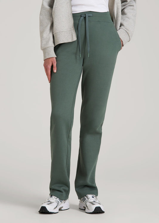 American Tall Women Wearever Fleece Open-Bottom Sweatpants for Tall Women in Balsam Green