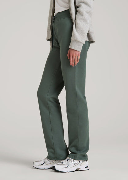 American Tall Women Wearever Fleece Open-Bottom Sweatpants for Tall Women in Balsam Green