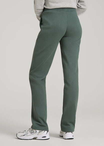 American Tall Women Wearever Fleece Open-Bottom Sweatpants for Tall Women in Balsam Green