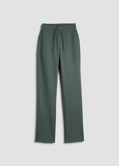 American Tall Women Wearever Fleece Open-Bottom Sweatpants for Tall Women in Balsam Green