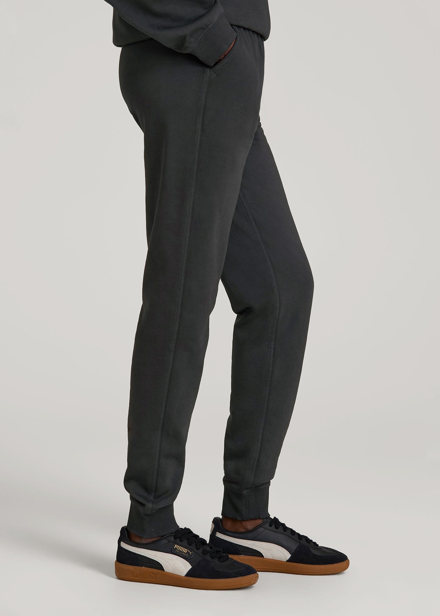 American Tall Women Garment Dyed Joggers for Tall Women in Washed Black