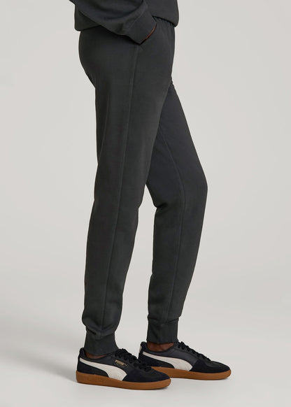 American Tall Women Garment Dyed Joggers for Tall Women in Washed Black