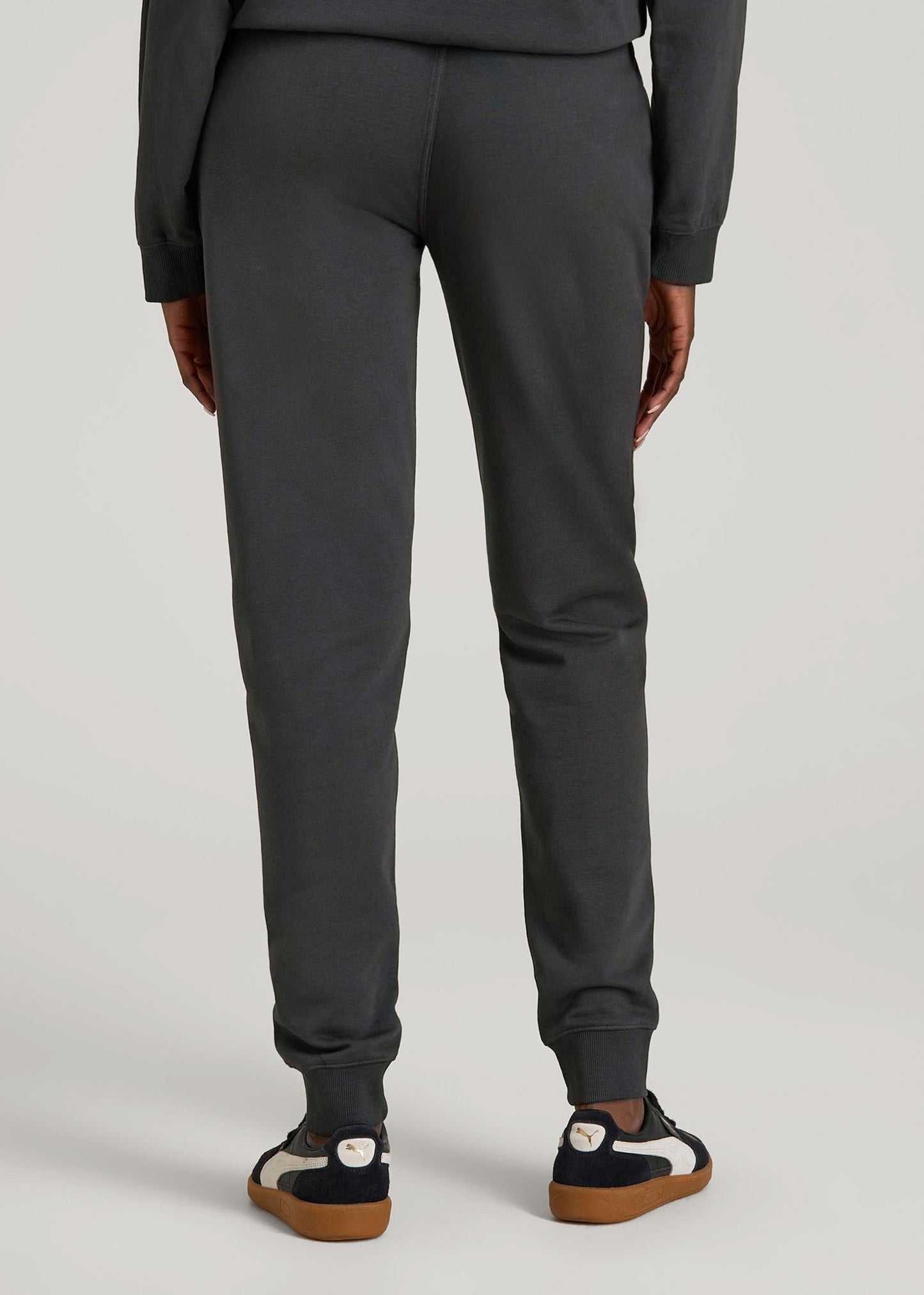 American Tall Women Garment Dyed Joggers for Tall Women in Washed Black