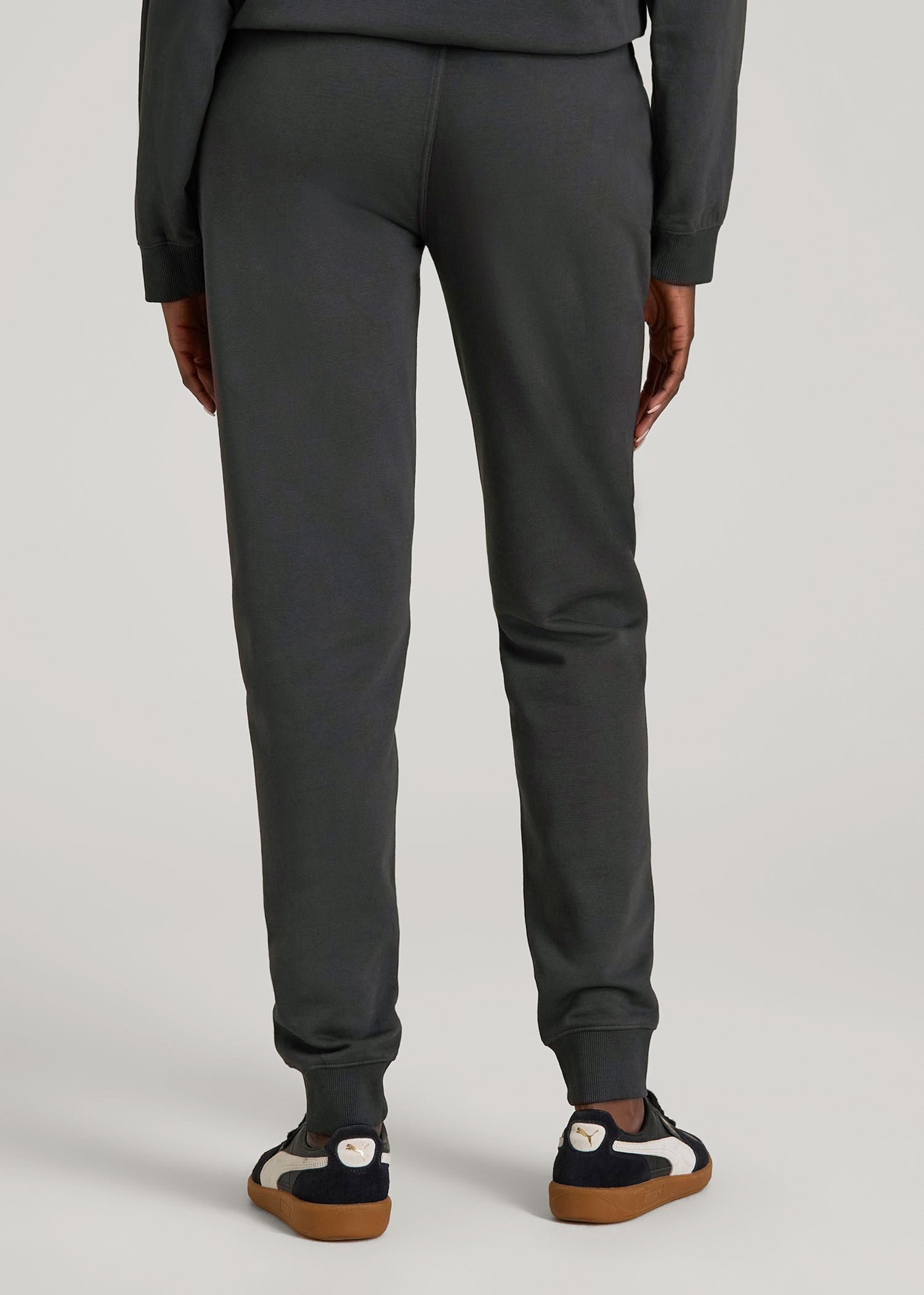 American Tall Women Garment Dyed Joggers for Tall Women in Washed Black