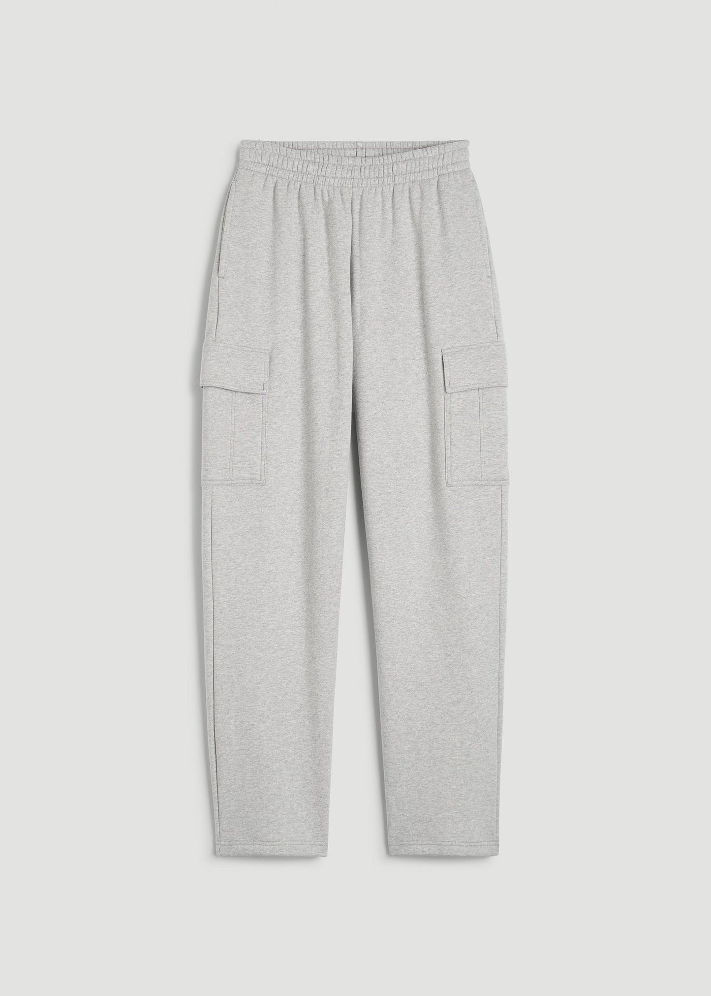 American Tall Women|Men Mid Rise Cargo Fleece Sweatpants for Tall Women in Grey Mix