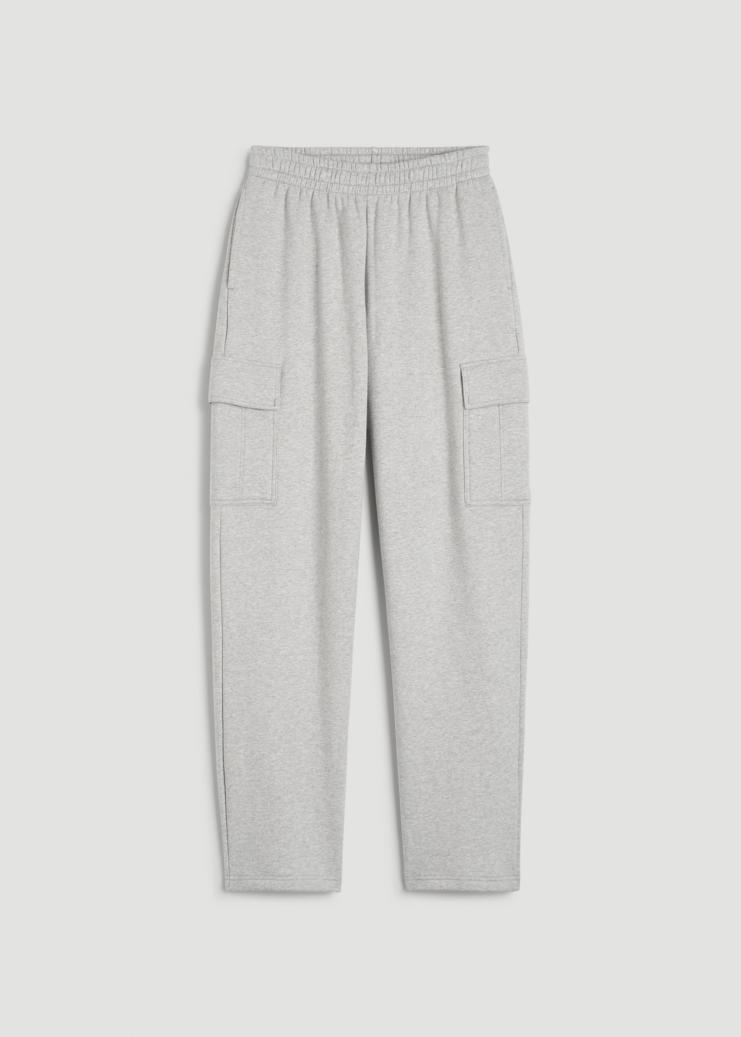 American Tall Women|Men Mid Rise Cargo Fleece Sweatpants for Tall Women in Grey Mix