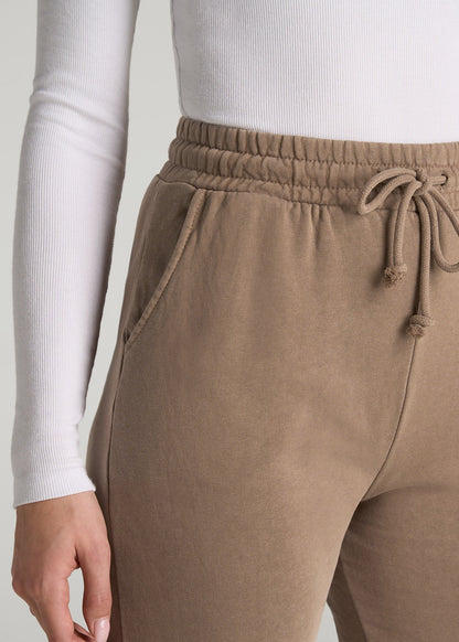 American Tall Women Wearever Fleece Slim Fit High-Waisted Garment Dye Sweatpants for Tall Women in Latte