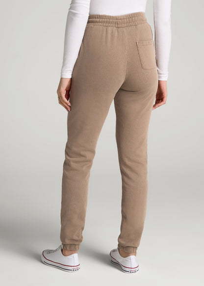 American Tall Women Wearever Fleece Slim Fit High-Waisted Garment Dye Sweatpants for Tall Women in Latte