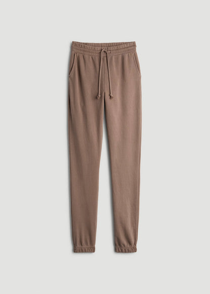 American Tall Women Wearever Fleece Slim Fit High-Waisted Garment Dye Sweatpants for Tall Women in Latte