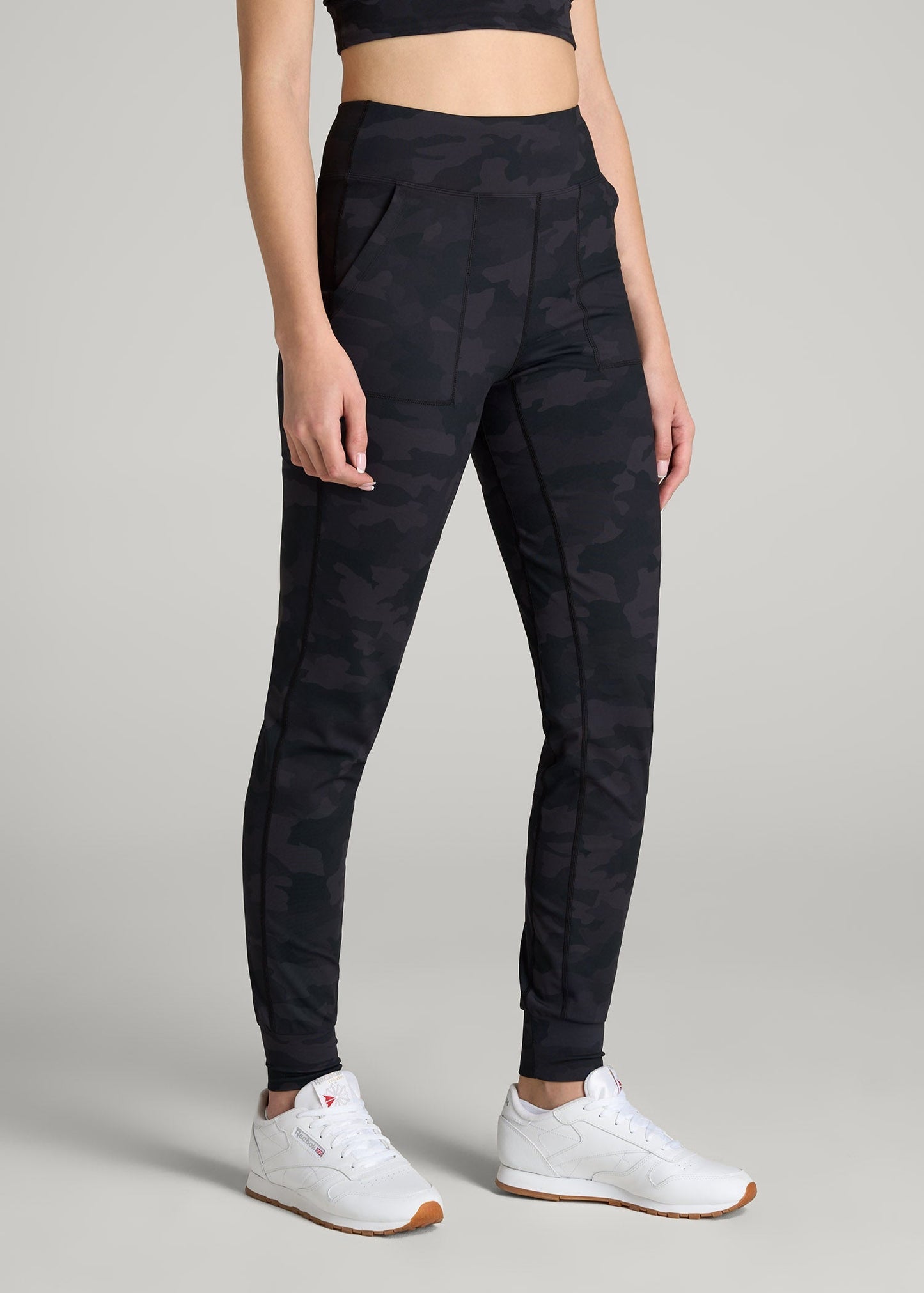 American Tall Women Balance Pocket Joggers for Tall Women in Grey Camo