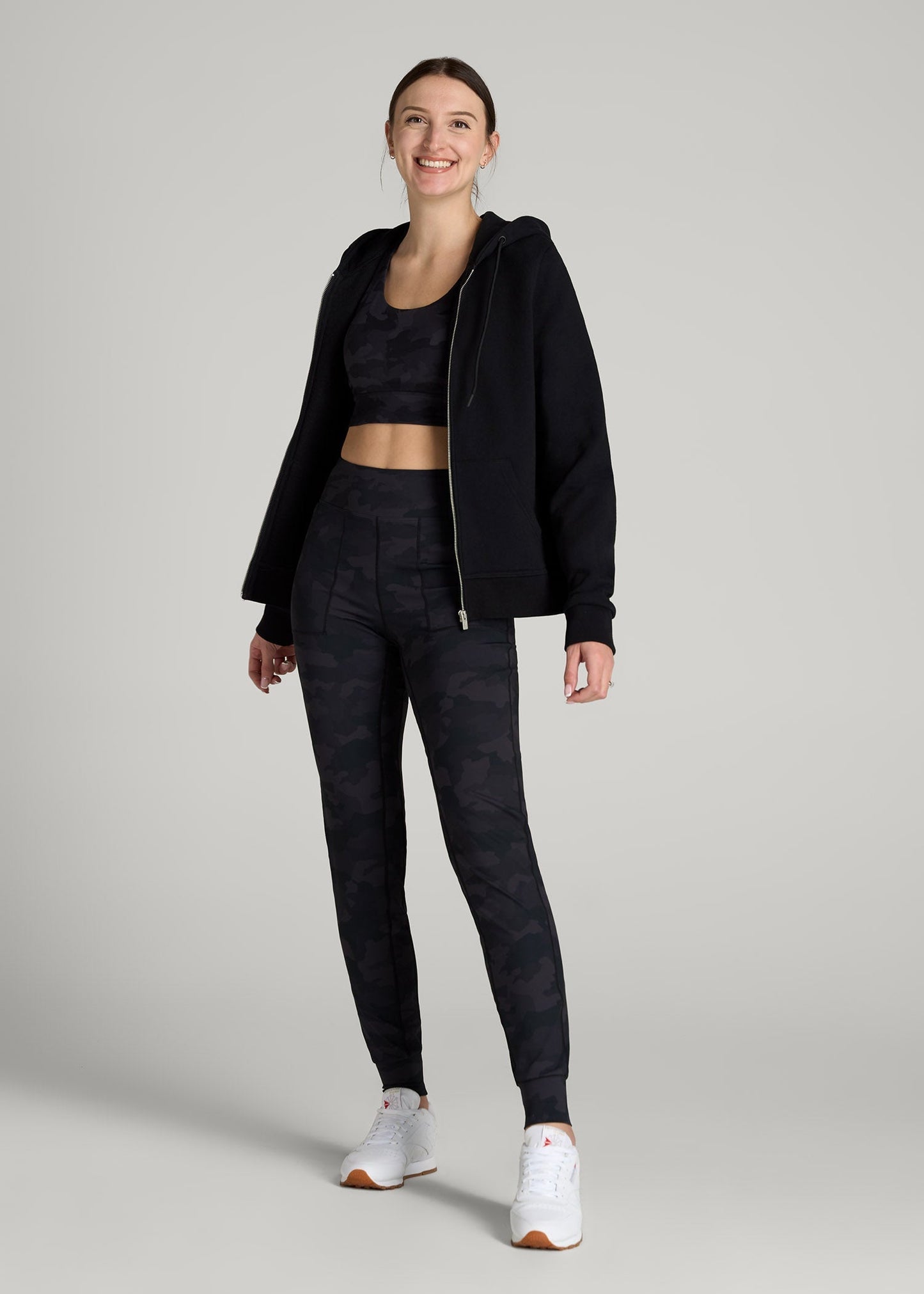 American Tall Women Balance Pocket Joggers for Tall Women in Grey Camo