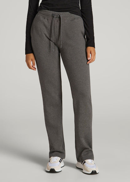 American Tall Women Wearever Fleece Open-Bottom Sweatpants for Tall Women in Charcoal Mix