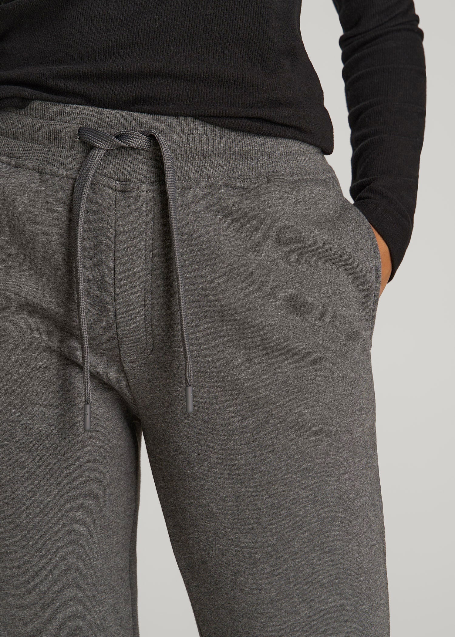 American Tall Women Wearever Fleece Open-Bottom Sweatpants for Tall Women in Charcoal Mix
