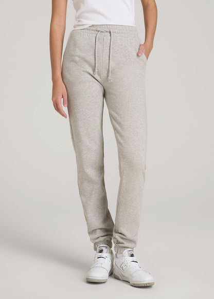 American Tall Women Wearever Fleece Slim Fit High-Waisted Garment Dye Sweatpants for Tall Women in Grey Mix