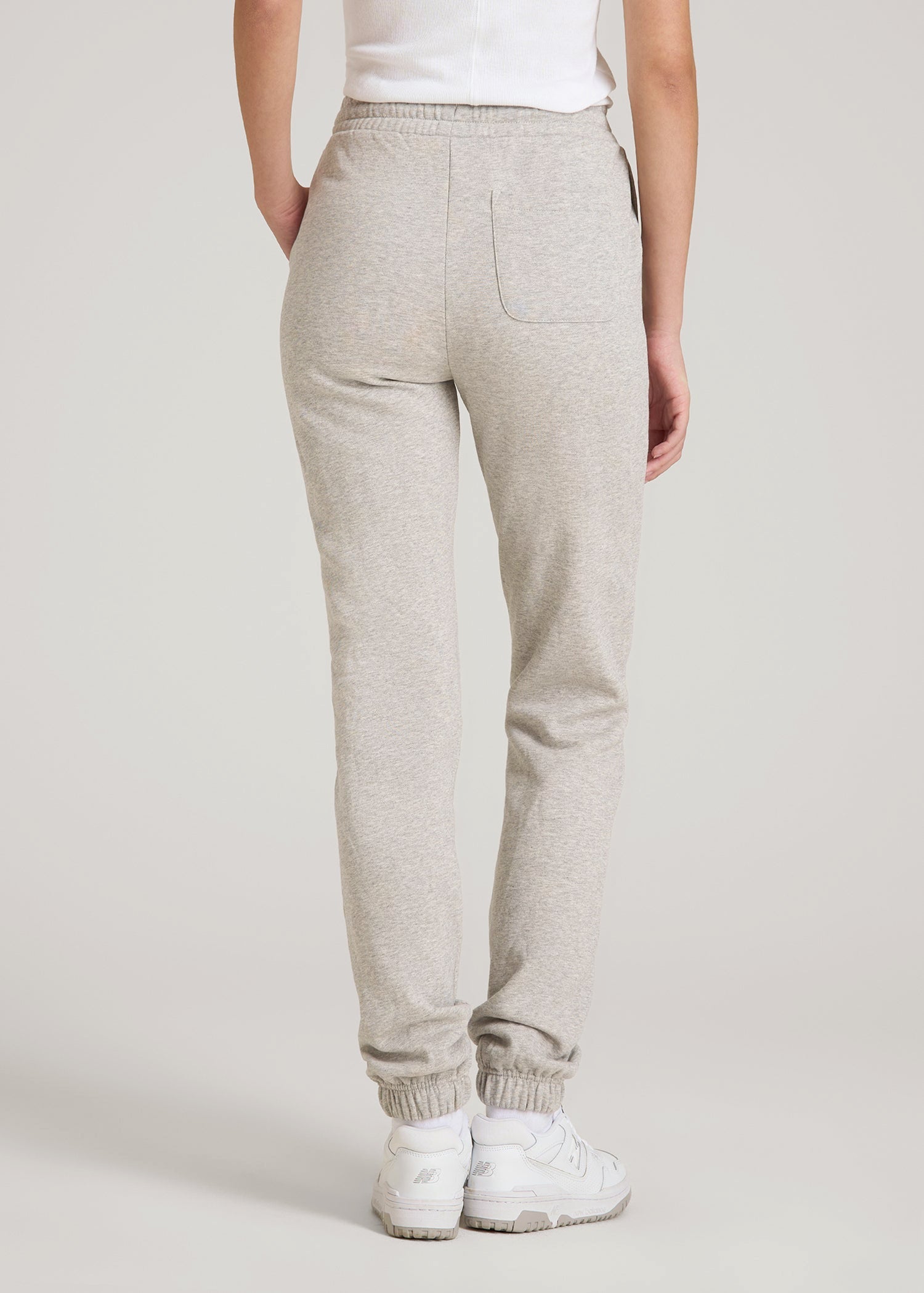 American Tall Women Wearever Fleece Slim Fit High-Waisted Garment Dye Sweatpants for Tall Women in Grey Mix