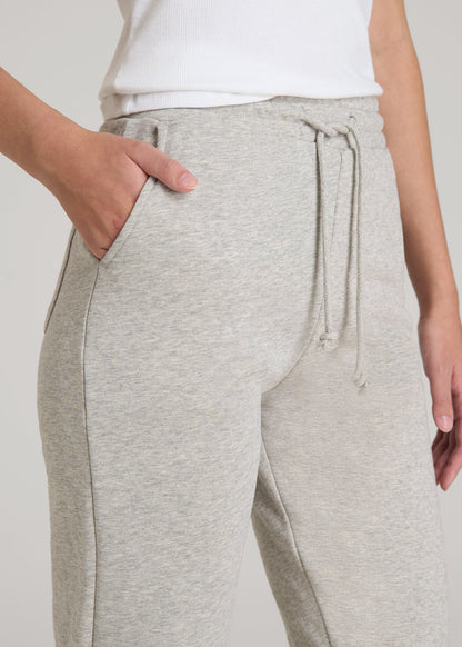 American Tall Women Wearever Fleece Slim Fit High-Waisted Garment Dye Sweatpants for Tall Women in Grey Mix