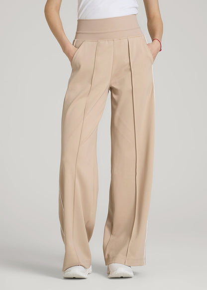 American Tall Women Track Pants with Piping for Tall Women in Clay