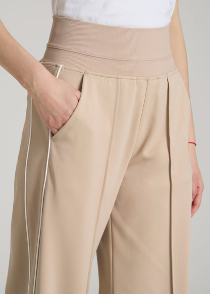 American Tall Women Track Pants with Piping for Tall Women in Clay