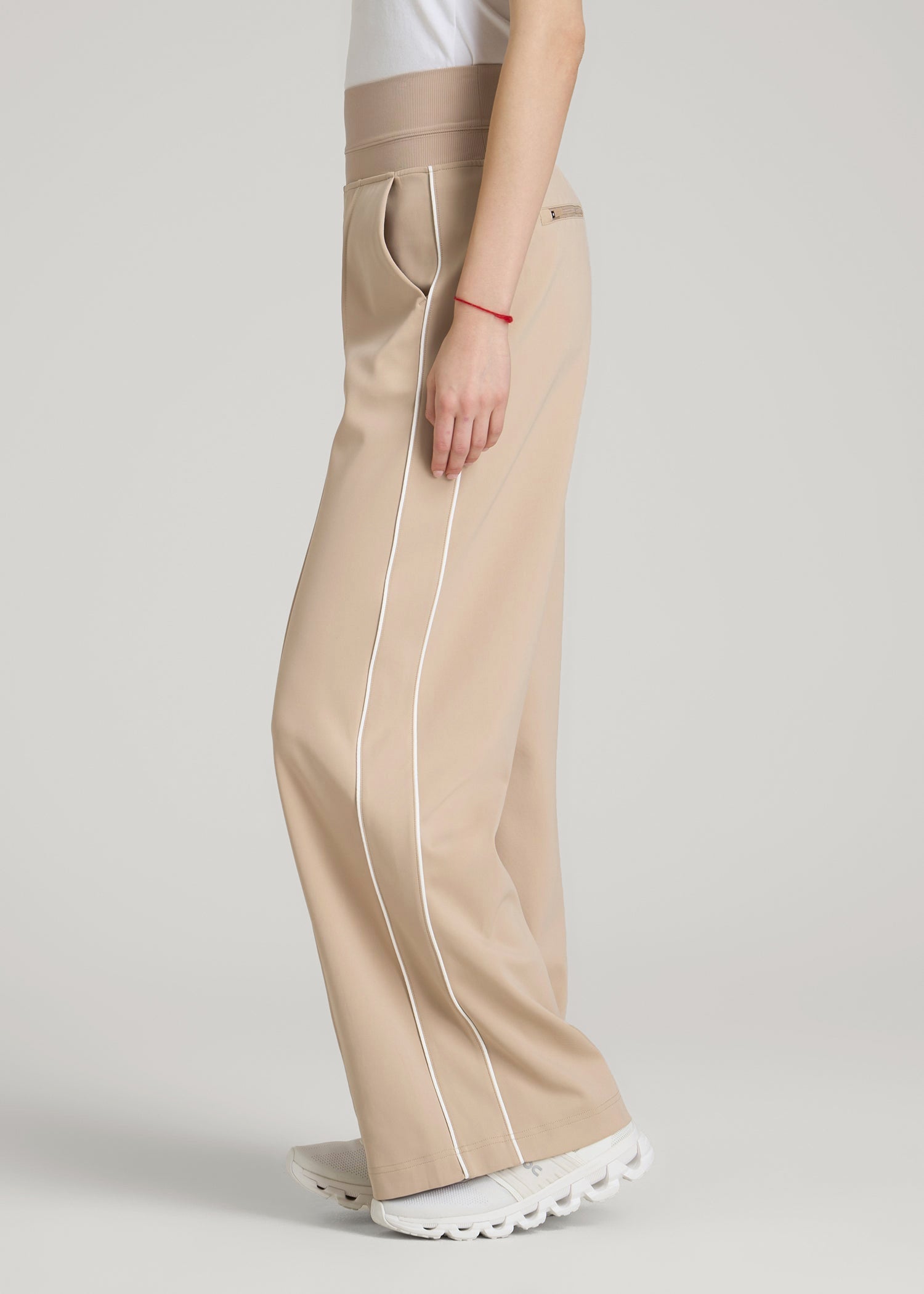 American Tall Women Track Pants with Piping for Tall Women in Clay