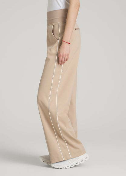 American Tall Women Track Pants with Piping for Tall Women in Clay