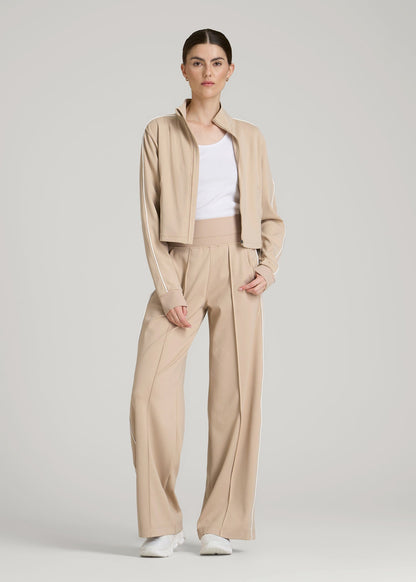 American Tall Women Track Pants with Piping for Tall Women in Clay