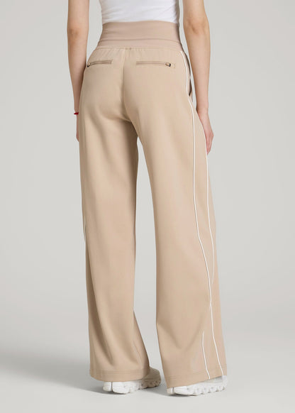 American Tall Women Track Pants with Piping for Tall Women in Clay