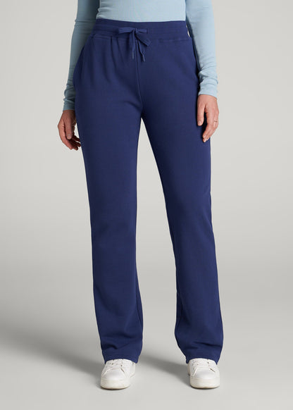 American Tall Women Wearever Fleece Open-Bottom Sweatpants for Tall Women in Midnight Blue