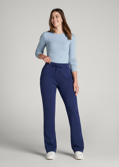 American Tall Women Wearever Fleece Open-Bottom Sweatpants for Tall Women in Midnight Blue