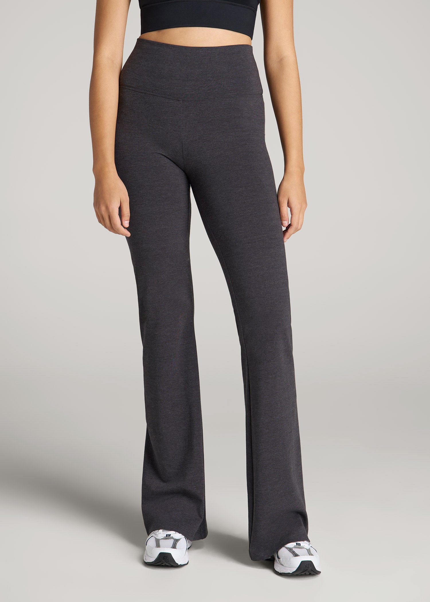 American Tall Women Cotton Flare Leggings for Tall Women in Shadow Grey Mix