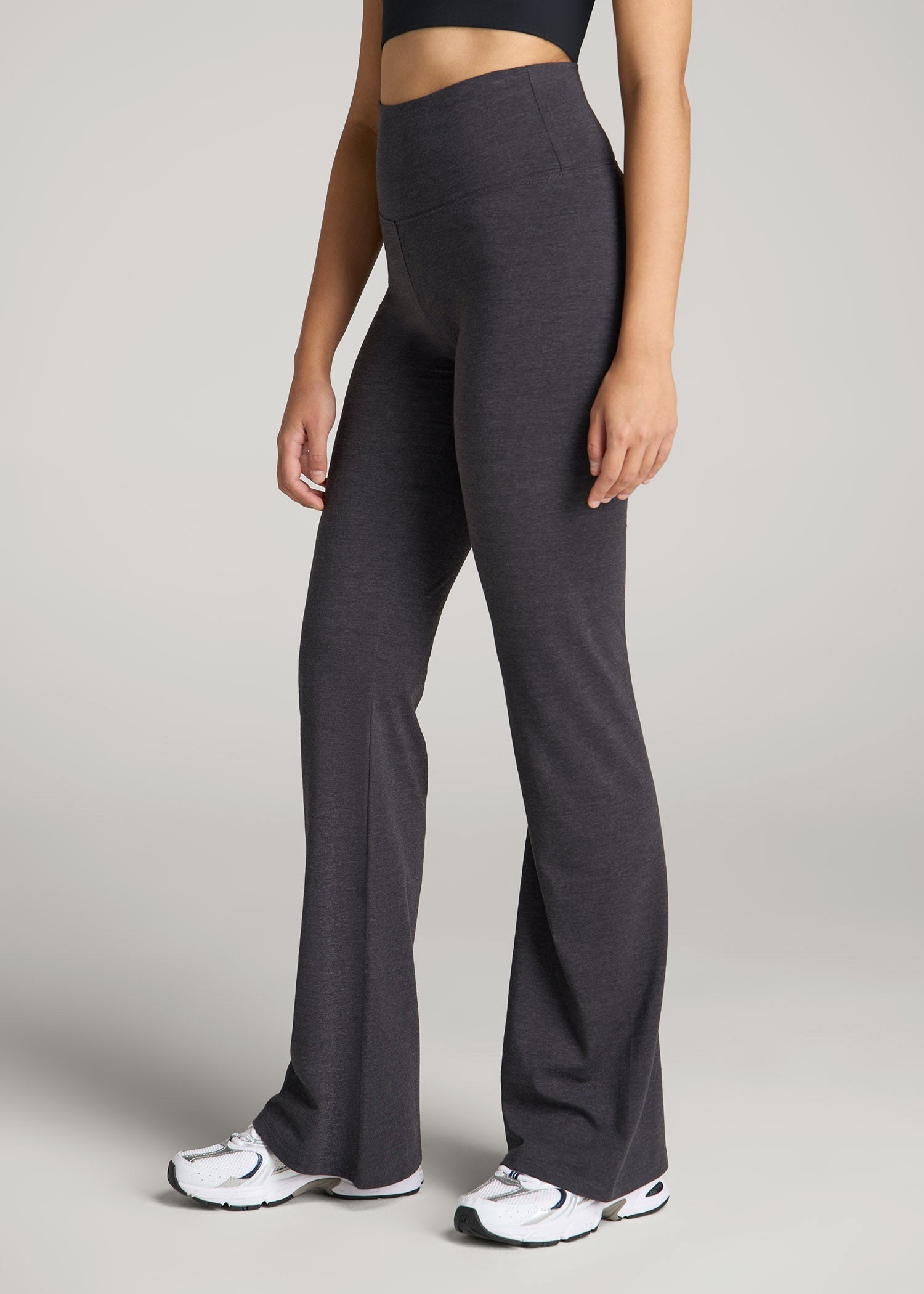 American Tall Women Cotton Flare Leggings for Tall Women in Shadow Grey Mix