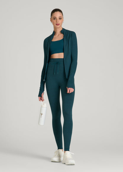 American Tall Women Ultra Soft Yoga Leggings for Tall Women in Deep Teal Mix