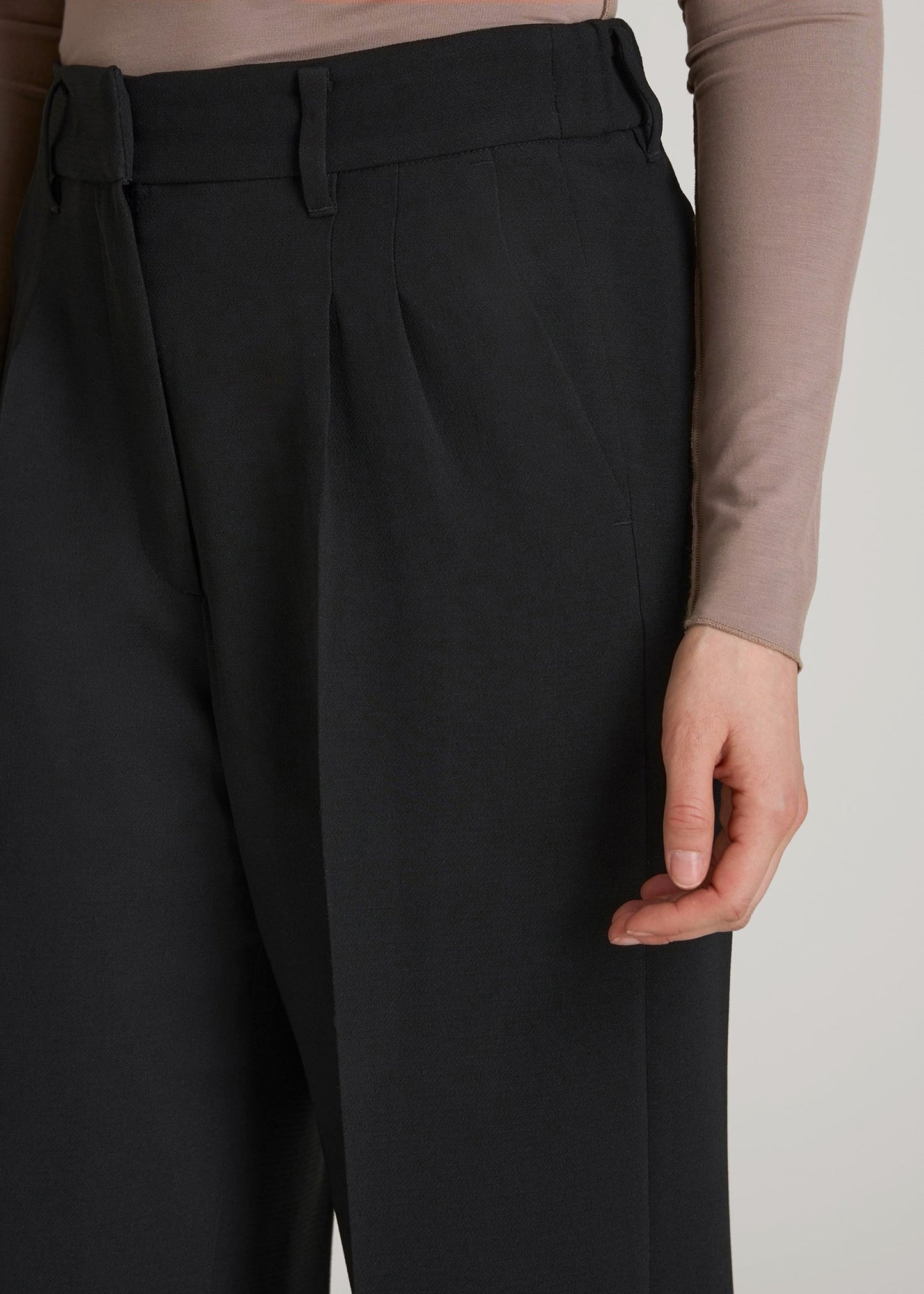 American Tall Women Wide Leg Pleated Dress Pants 2.0 for Tall Women in Black