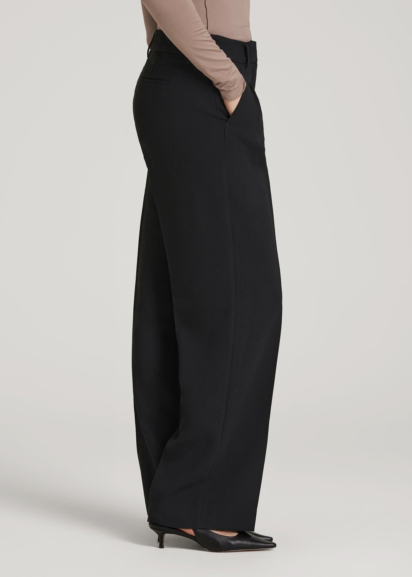 American Tall Women Wide Leg Pleated Dress Pants 2.0 for Tall Women in Black