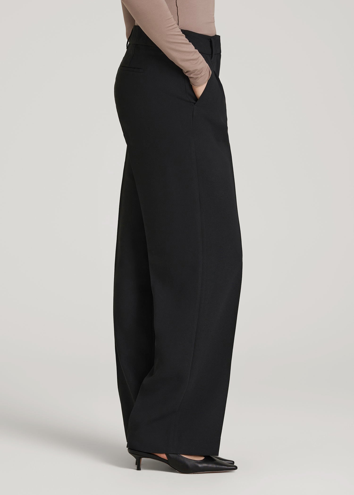 American Tall Women Wide Leg Pleated Dress Pants 2.0 for Tall Women in Black