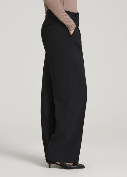 American Tall Women Wide Leg Pleated Dress Pants 2.0 for Tall Women in Black