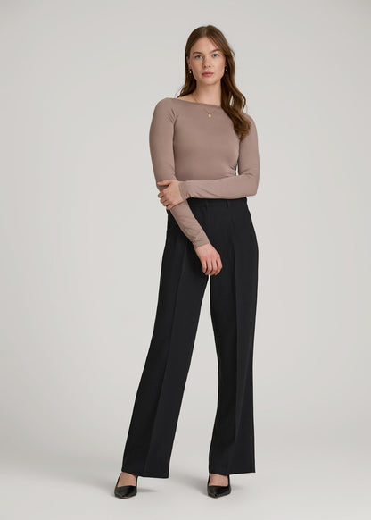 American Tall Women Wide Leg Pleated Dress Pants 2.0 for Tall Women in Black