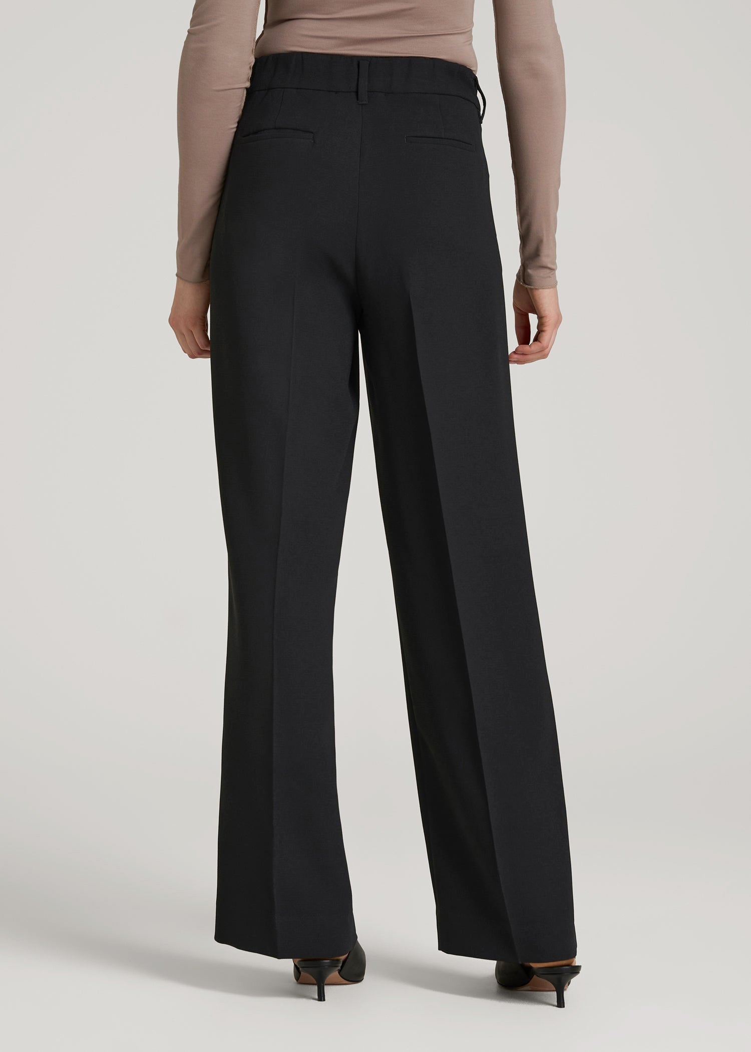 American Tall Women Wide Leg Pleated Dress Pants 2.0 for Tall Women in Black