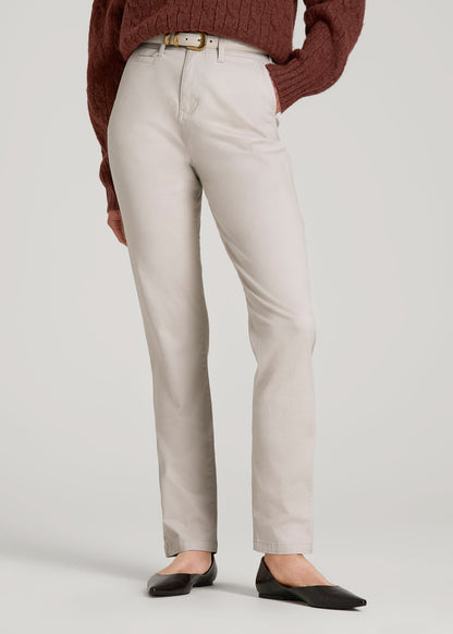 American Tall Women High Rise Tapered Chino Pants for Tall Women in Vanilla Latte