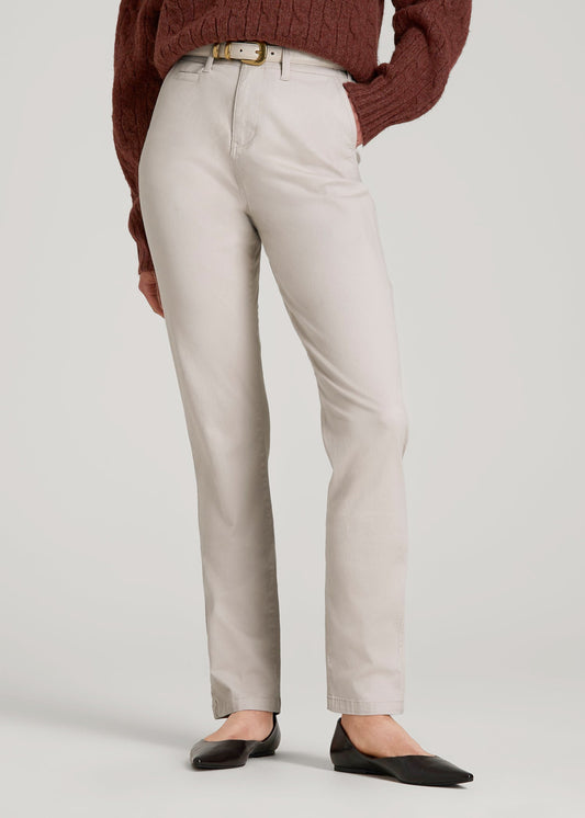 American Tall Women High Rise Tapered Chino Pants for Tall Women in Vanilla Latte
