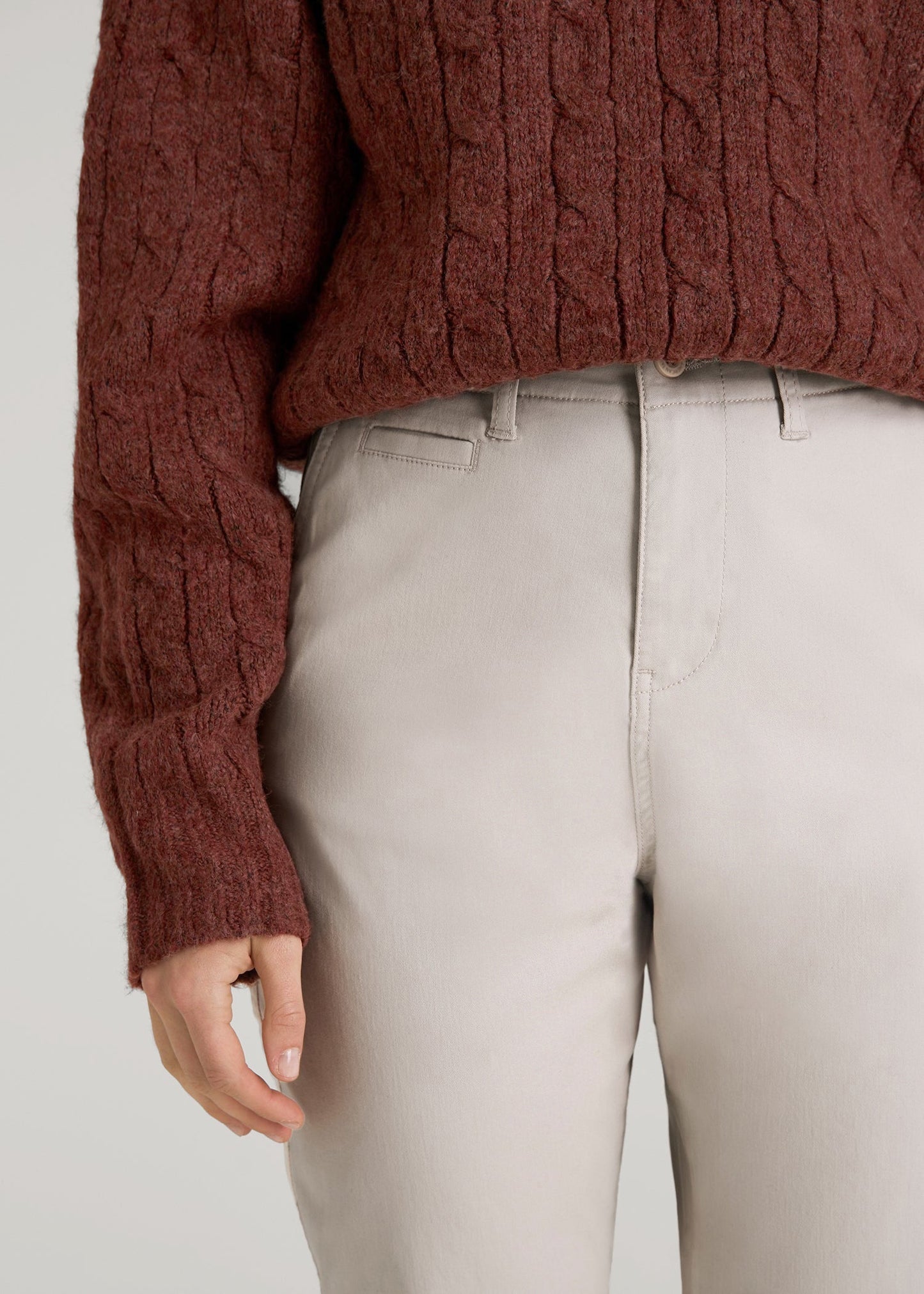American Tall Women High Rise Tapered Chino Pants for Tall Women in Vanilla Latte