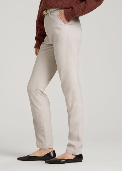 American Tall Women High Rise Tapered Chino Pants for Tall Women in Vanilla Latte