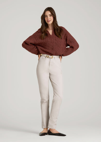 American Tall Women High Rise Tapered Chino Pants for Tall Women in Vanilla Latte