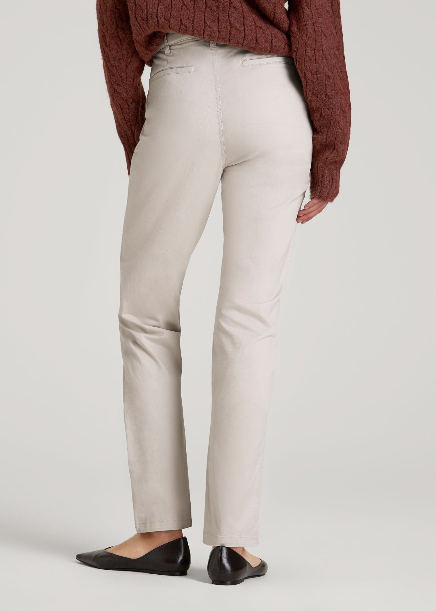American Tall Women High Rise Tapered Chino Pants for Tall Women in Vanilla Latte