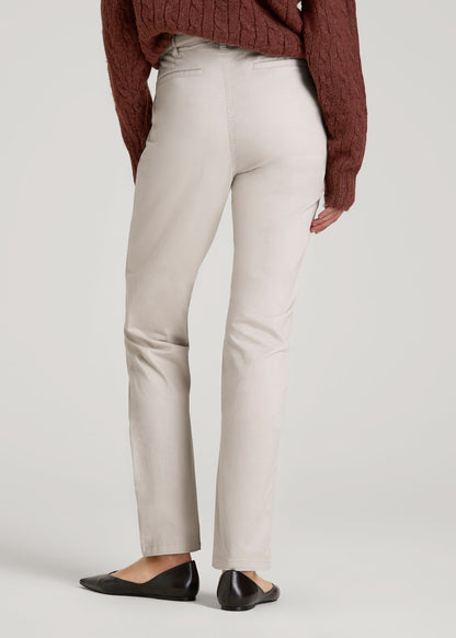 American Tall Women High Rise Tapered Chino Pants for Tall Women in Vanilla Latte