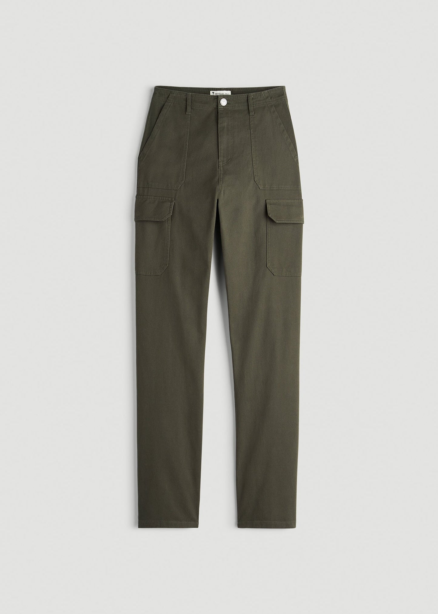 American Tall Women Straight Leg Cargo Chino Pants for Tall Women in Dark Moss Green