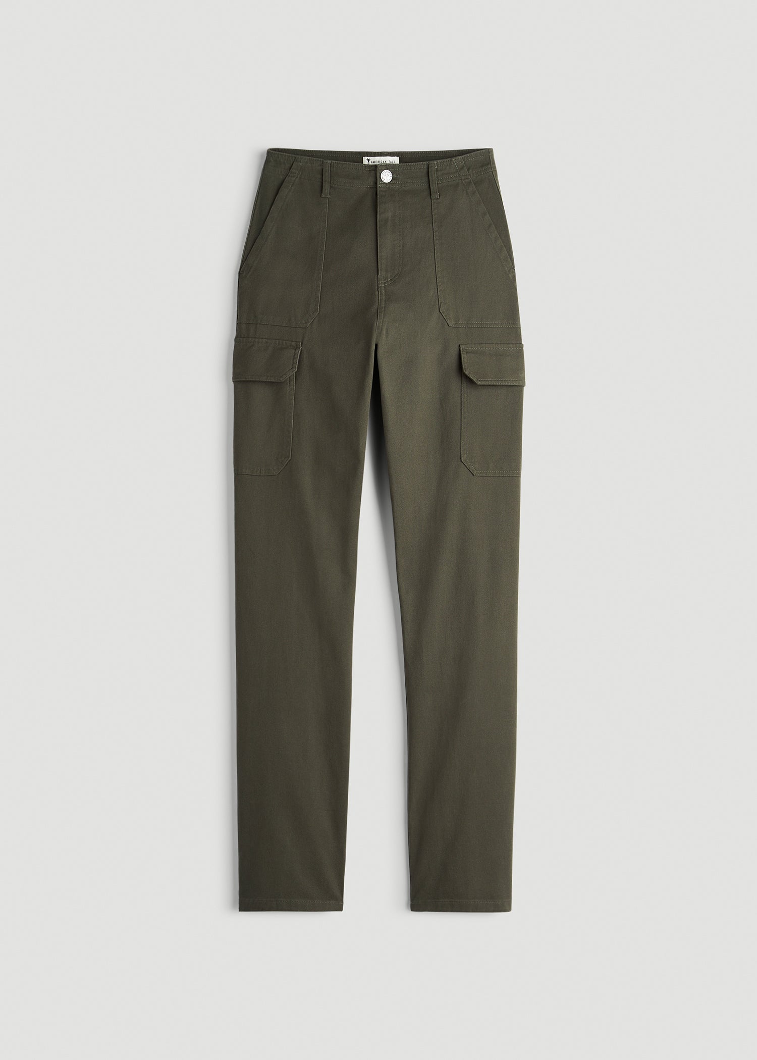 American Tall Women Straight Leg Cargo Chino Pants for Tall Women in Dark Moss Green