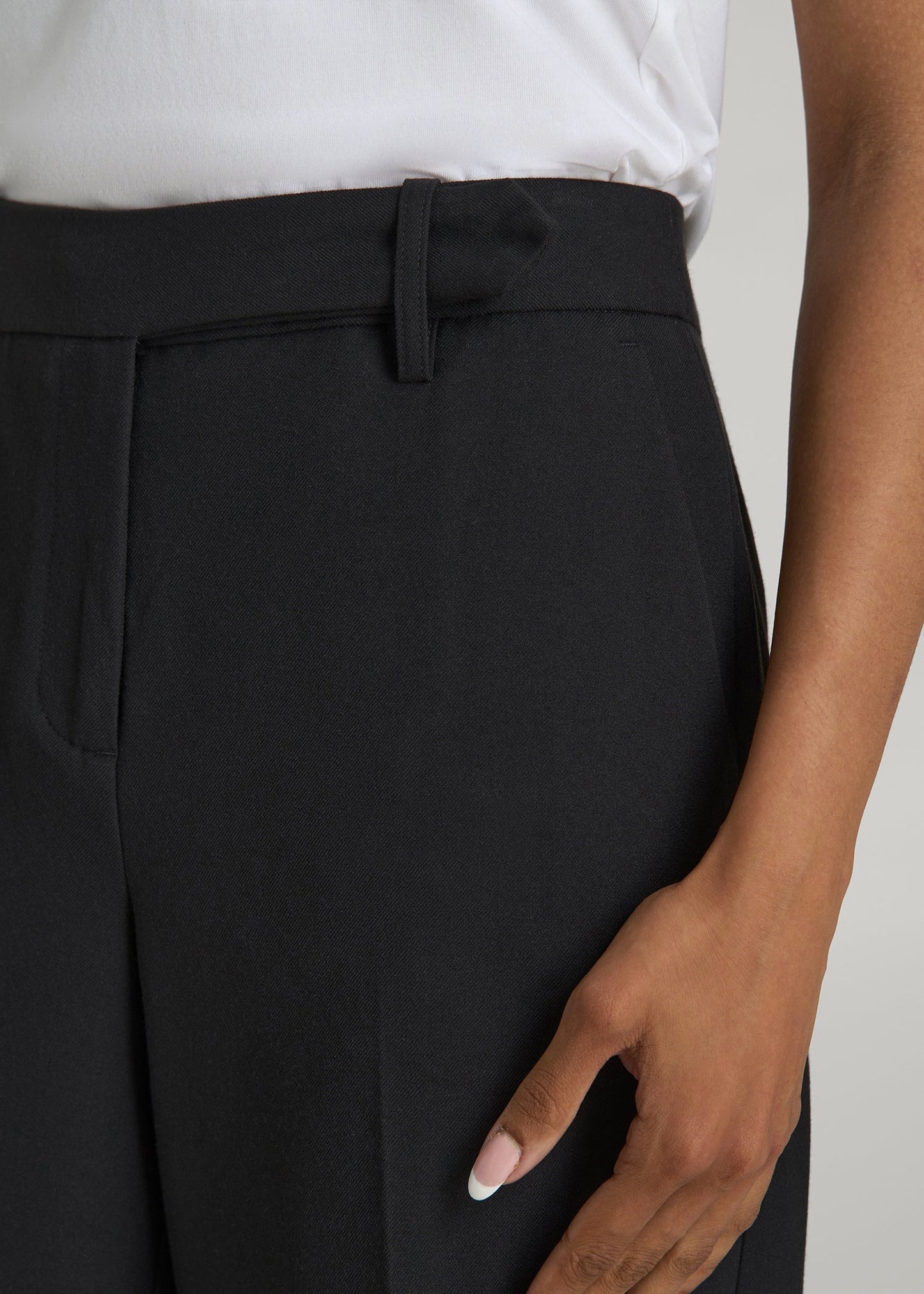 American Tall Women Wide-Leg Cuffed Pants for Tall Women in Black